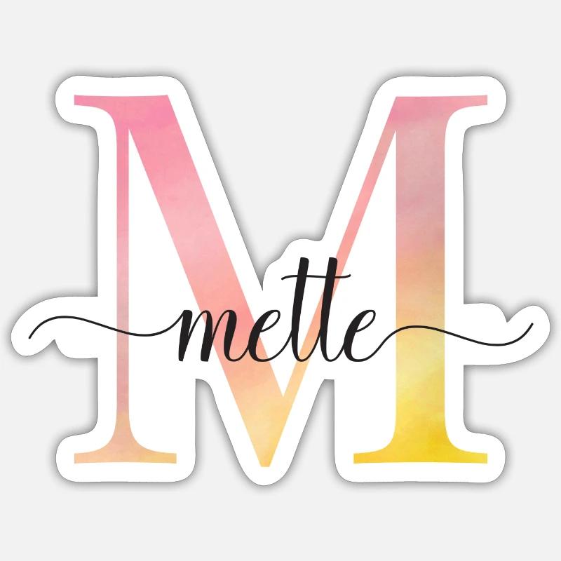 M | Monogramme | Nom | CécileAquarelle - Sticker taille S (10 x 10 cm) - blanc mat