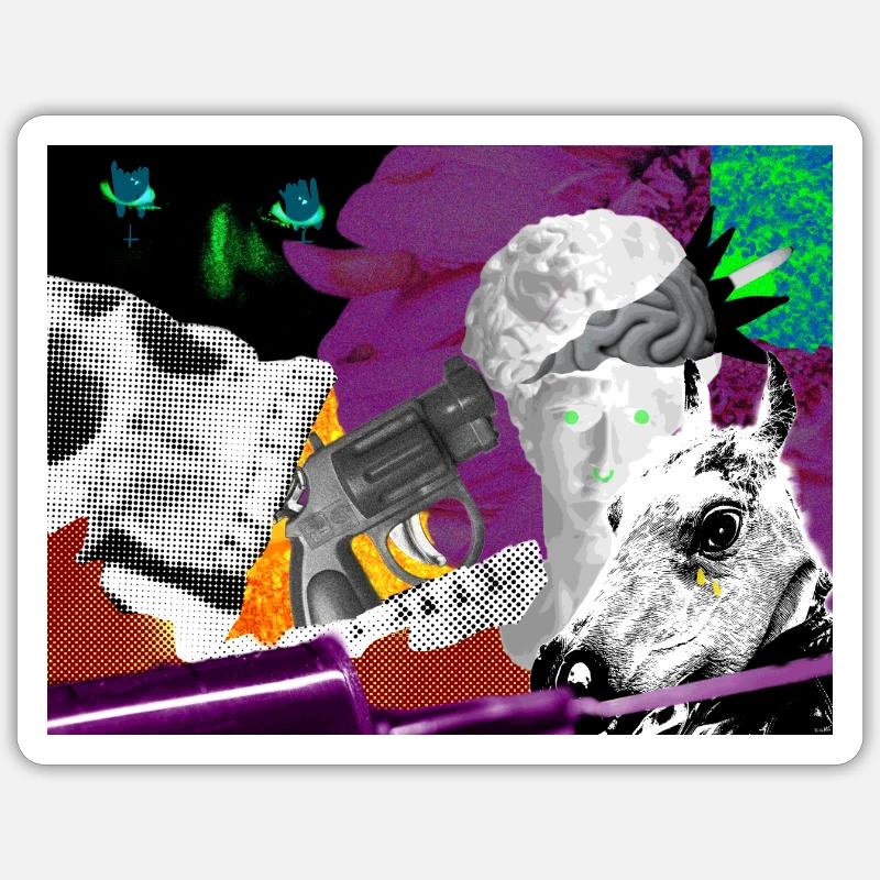 PsychedeliKe - Sticker taille S (10 x 10 cm) - blanc mat
