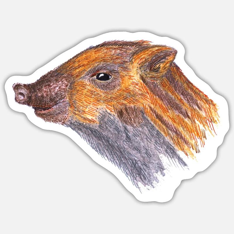 Sanglier - Sticker taille S (10 x 10 cm) - blanc mat