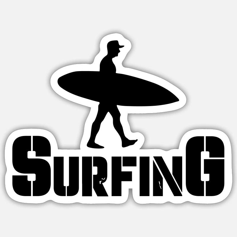 surf - Sticker taille S (10 x 10 cm) - blanc mat