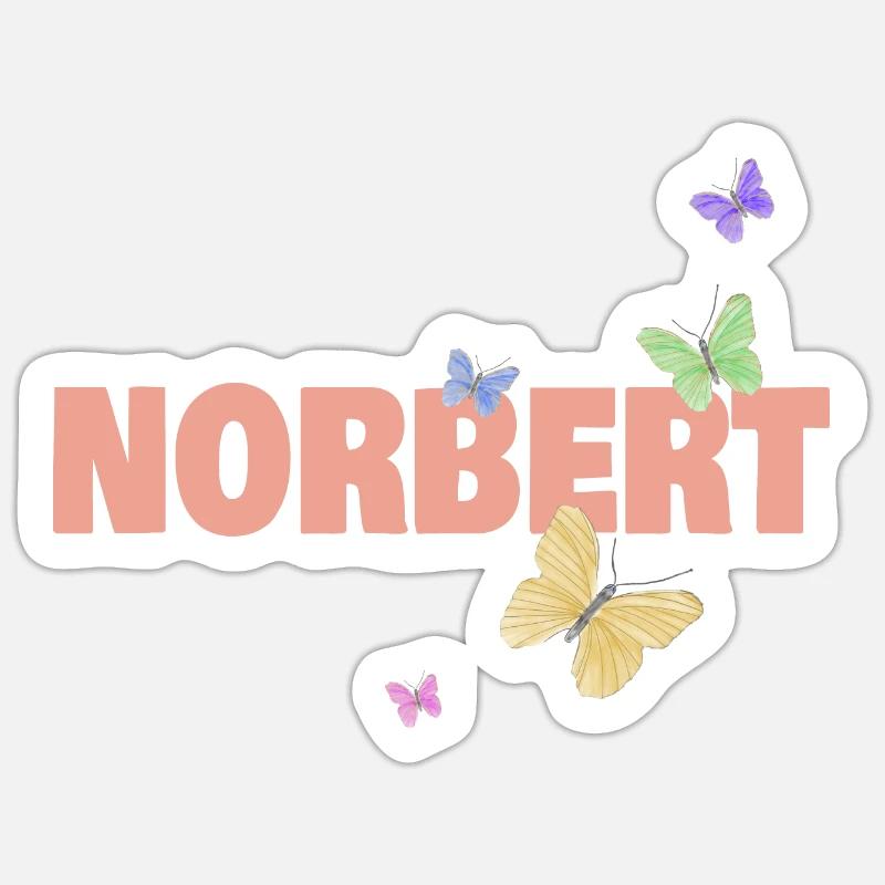 Nom: Norbert - Sticker taille S (10 x 10 cm) - blanc mat