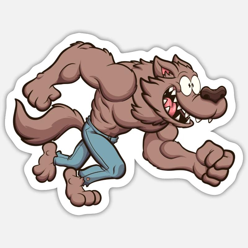 Loup-garou en cours d’exécution - Sticker taille S (10 x 10 cm) - blanc mat
