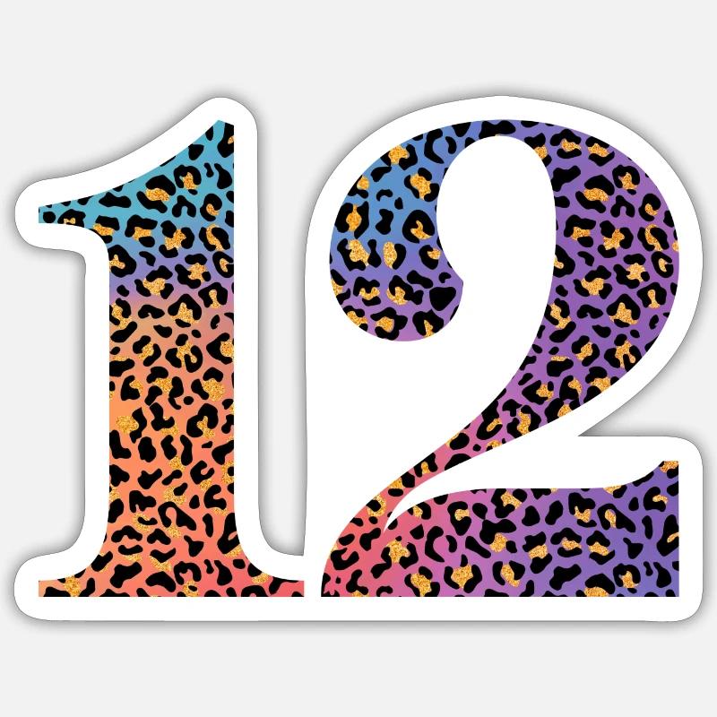 12th Birthday Leopard - Sticker size S (10 x 10 cm) - white matte