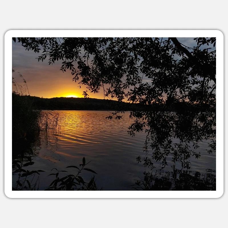 Coucher de soleil - Sticker taille S (10 x 10 cm) - blanc mat