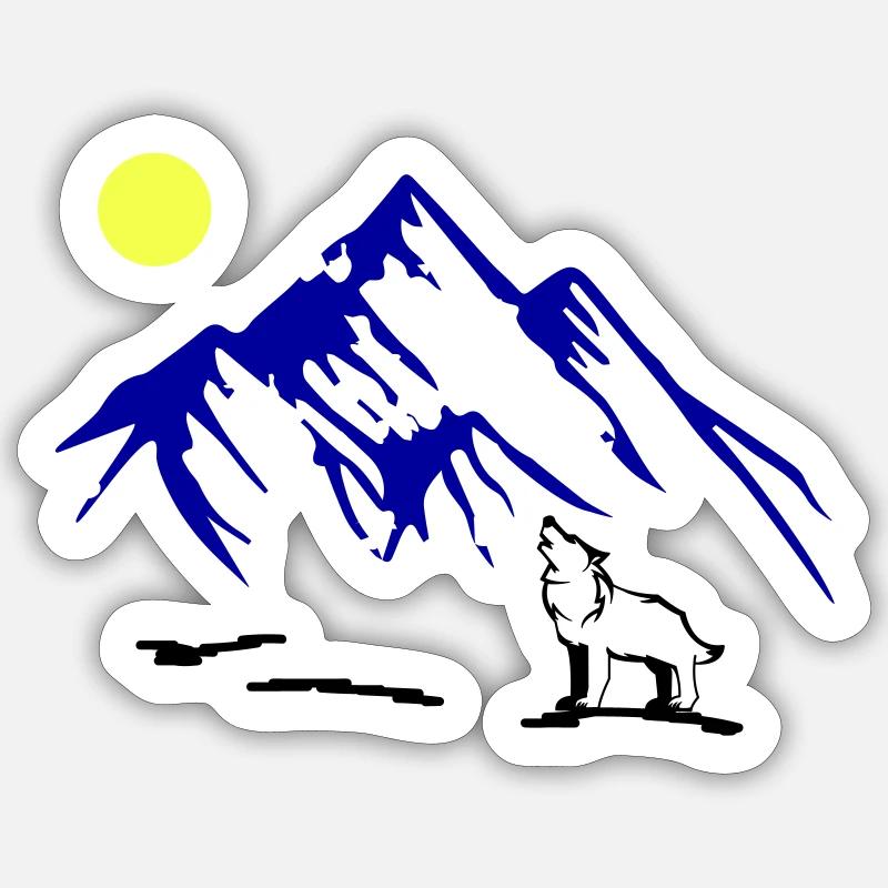 Loup Pleine Lune - Sticker taille S (10 x 10 cm) - blanc mat