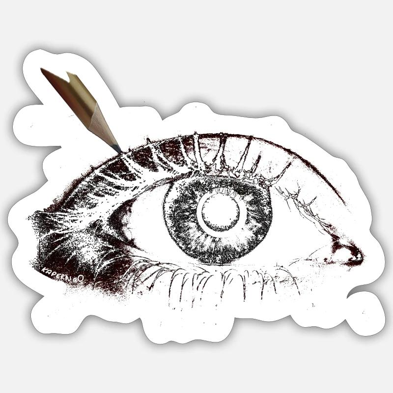 L’œil peint - Sticker taille S (10 x 10 cm) - blanc mat