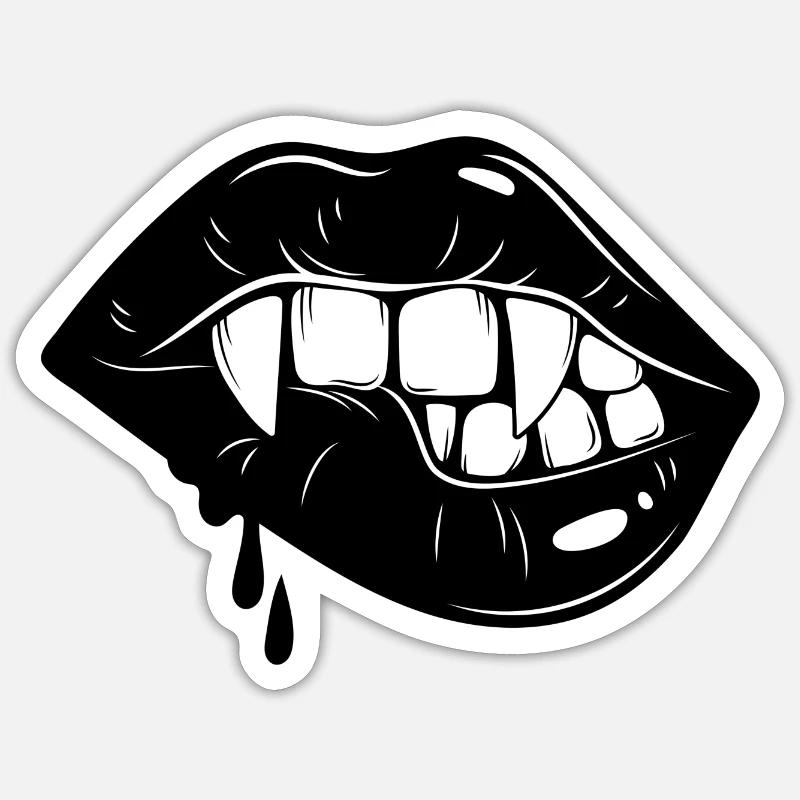 Halloween Vampire Lips Dentures Sticker size S (10 x 10 cm)