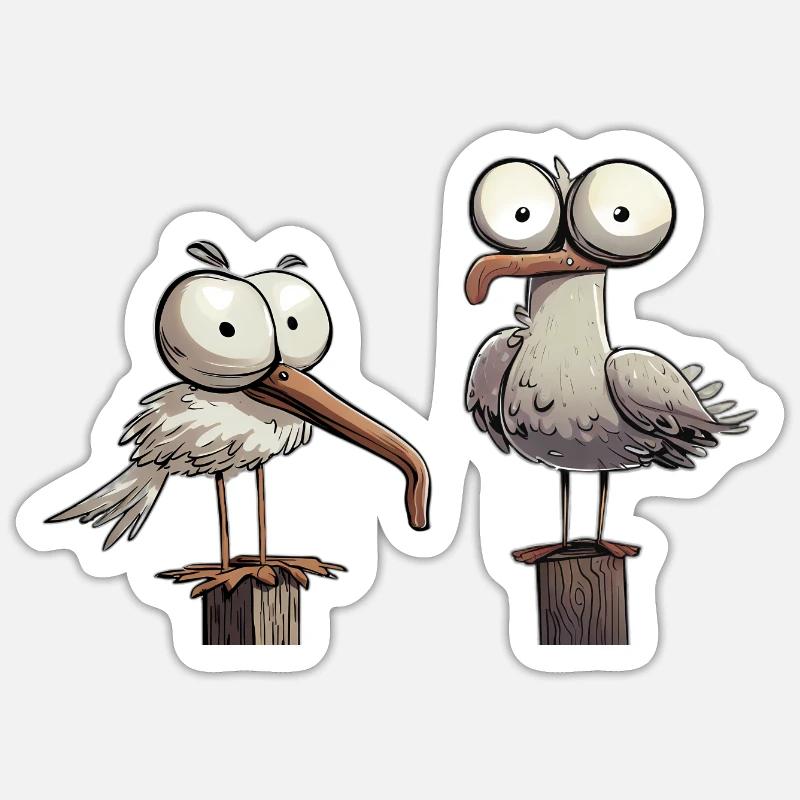 Möwe - Möwen - Seagull - Sticker Größe S (10 x 10 cm) - Mattweiß