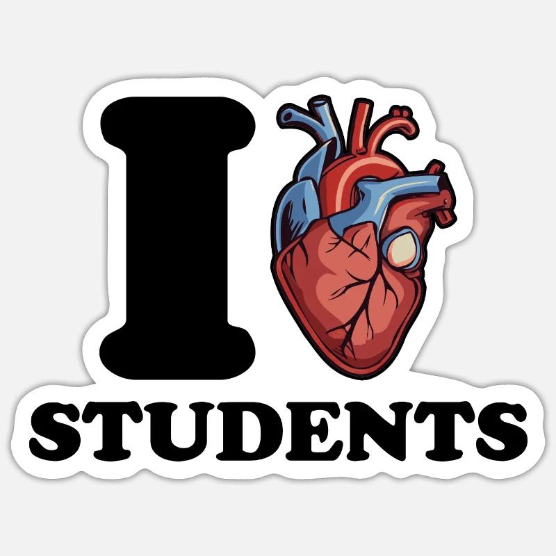 J’aime les étudiants - Sticker taille S (10 x 10 cm) - blanc mat