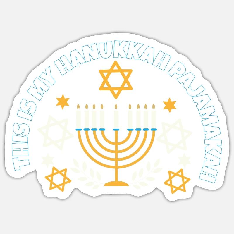 Famille juive C’est mon pyjama de Hanoukka Sticker taille S (10 x 10 cm)