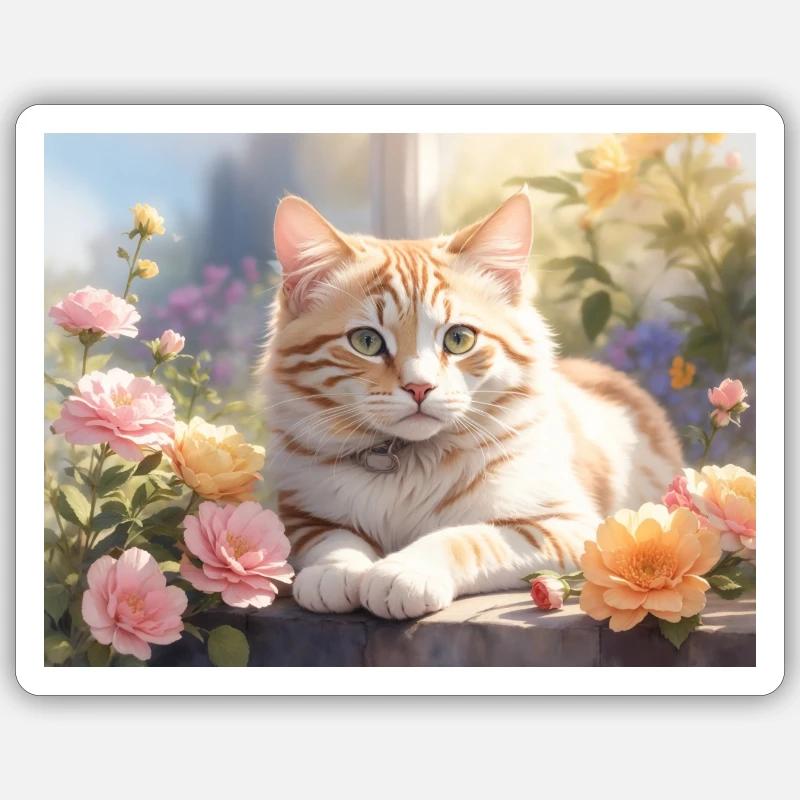 beau chat blanc - Sticker taille S (10 x 10 cm) - blanc mat