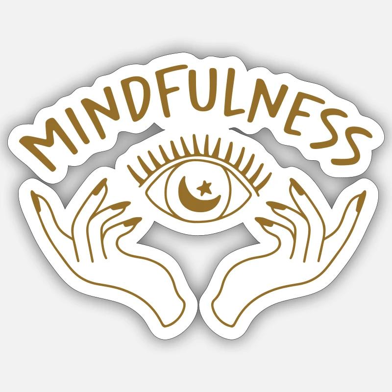 Méditation pleine conscience - Sticker taille S (10 x 10 cm) - blanc mat