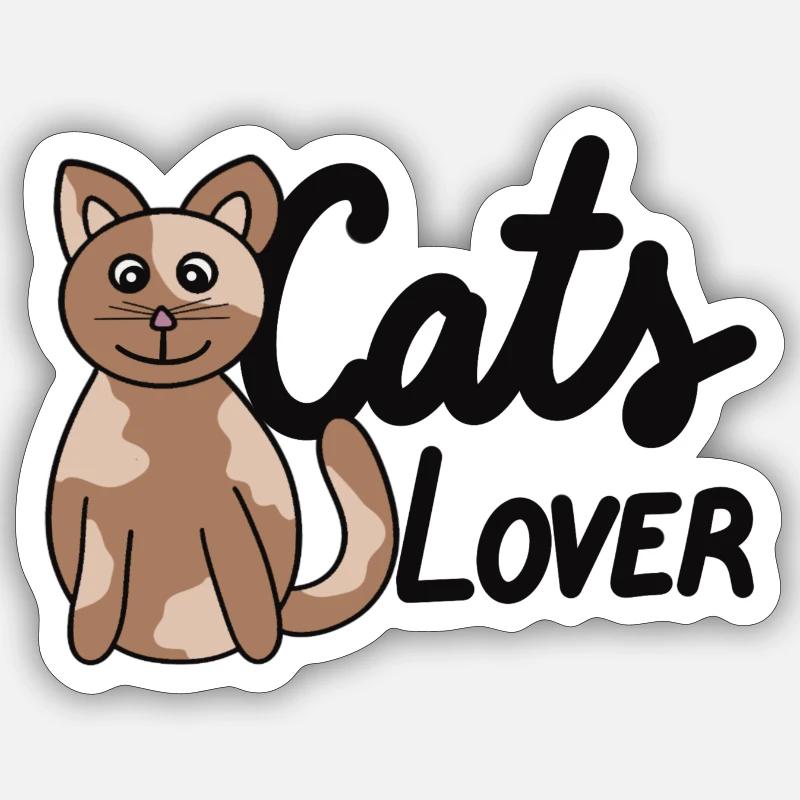 cats lover - Sticker taille S (10 x 10 cm) - blanc mat