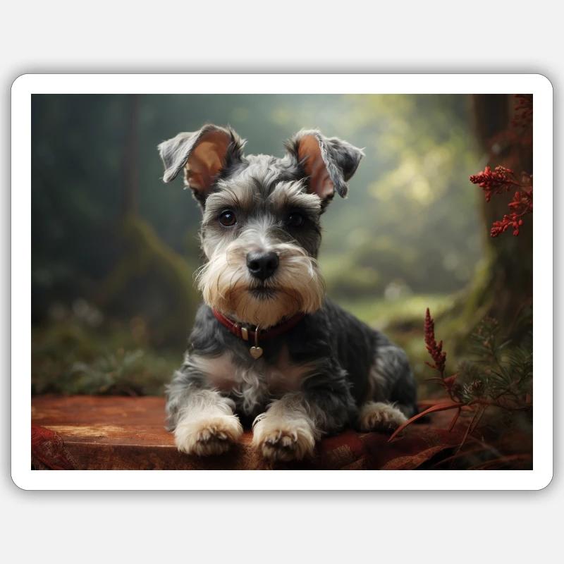 Schnauzer Hund - Sticker Größe S (10 x 10 cm) - Mattweiß