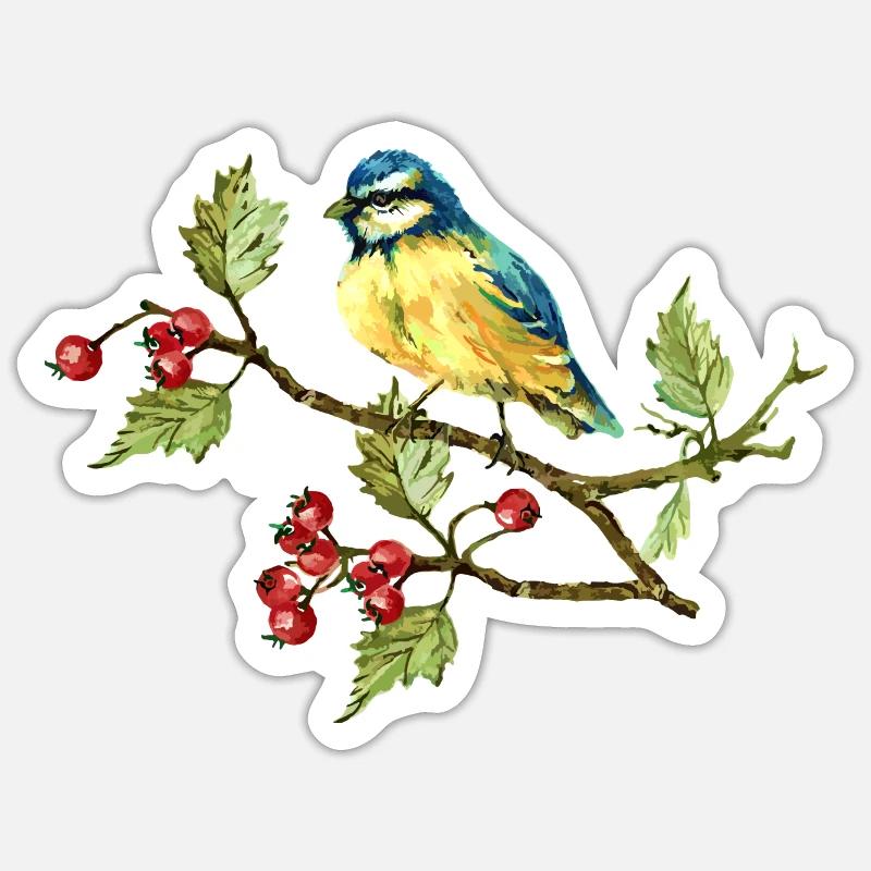 Bunter Vogel - Sticker Größe S (10 x 10 cm) - Mattweiß