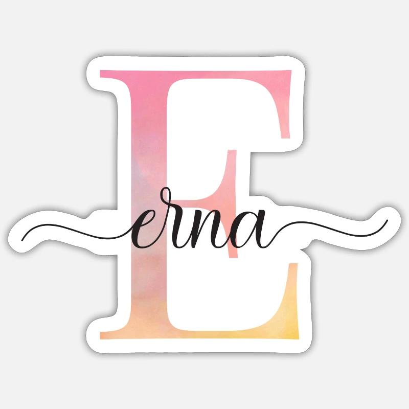 E| Monogramme | Nom | Erna|Aquarelle - Sticker taille S (10 x 10 cm) - blanc mat
