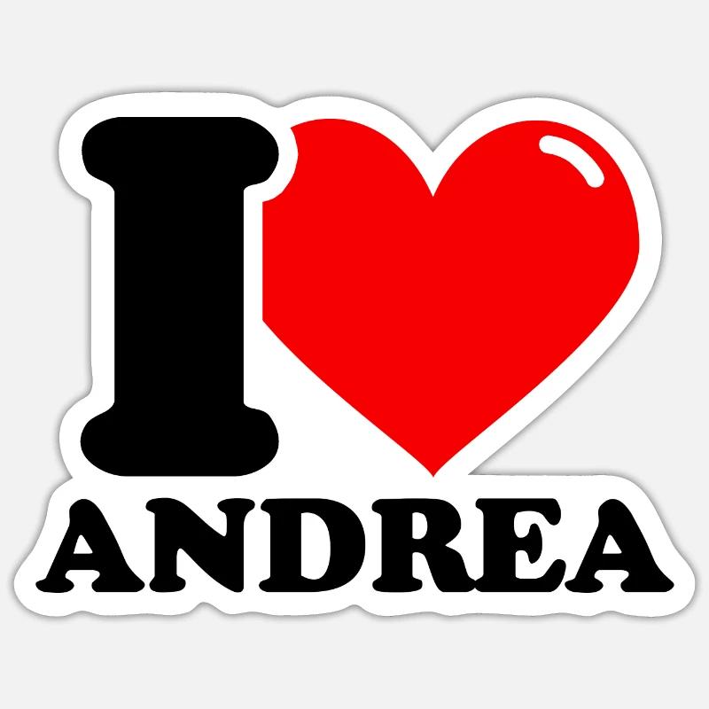 J’aime andrea Prénom - Sticker taille S (10 x 10 cm) - blanc mat