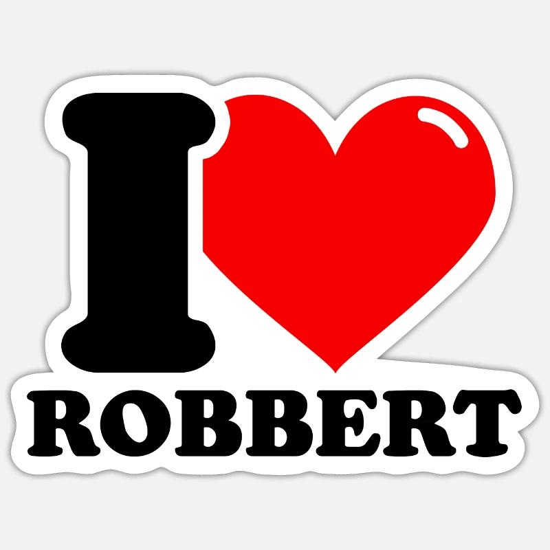 J’aime robbert Prénom - Sticker taille S (10 x 10 cm) - blanc mat