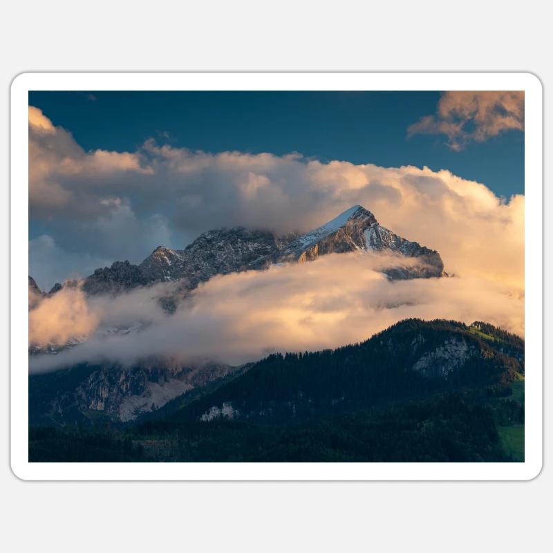 Alpspitze dans les nuages - Sticker taille S (10 x 10 cm) - blanc mat