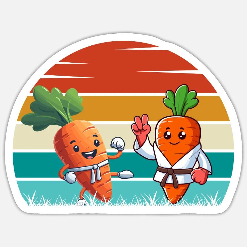 Karate Carrots - Sticker size S (10 x 10 cm) - white matte