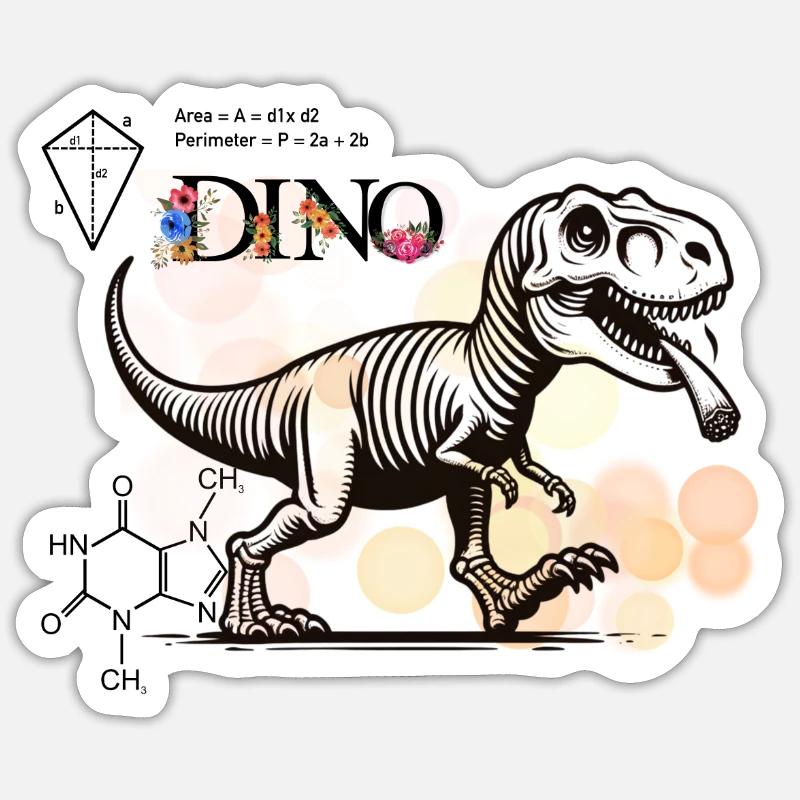 Dino - Sticker taille S (10 x 10 cm) - blanc mat