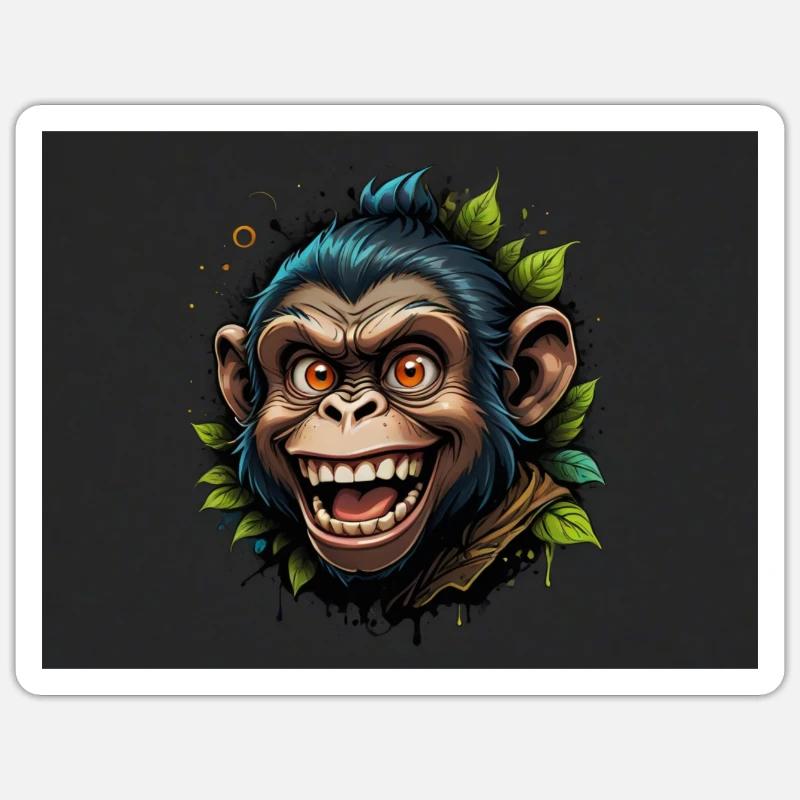 Singe - Sticker taille S (10 x 10 cm) - blanc mat