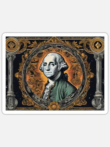 George Washington – US-Präsident - Sticker Größe S (10 x 10 cm) - Mattweiß