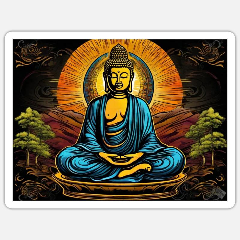 Buddha - Sticker Größe S (10 x 10 cm) - Mattweiß