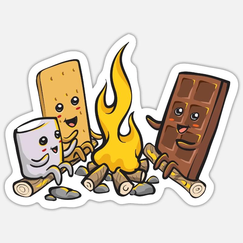 S'more Campfire Marshmallow Camping Sticker taille S (10 x 10 cm)