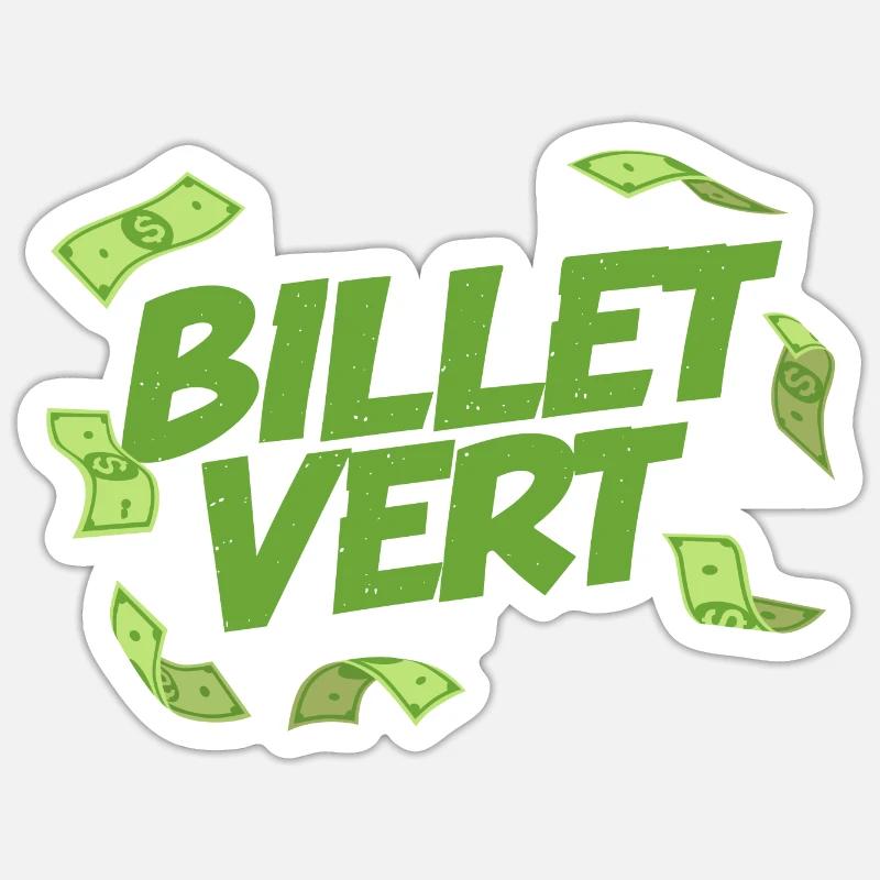Billet vert - Sticker taille S (10 x 10 cm) - blanc mat