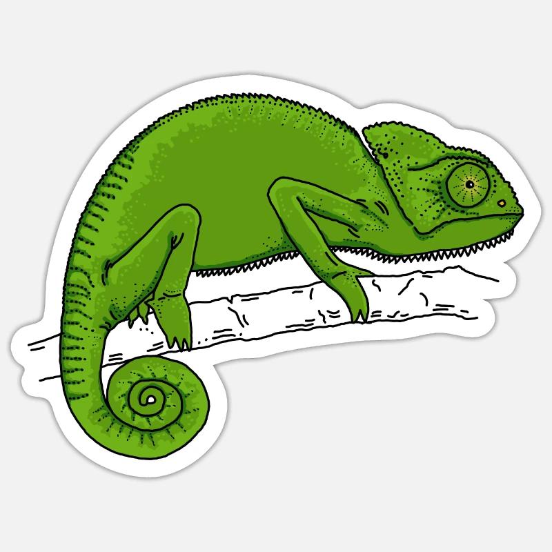 Chameleon green - Sticker size S (10 x 10 cm) - white matte