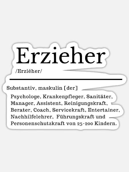 Erzieher Mann Beruf Erklärung Bedeutung Wörterbuch - Sticker Größe S (10 x 10 cm) - Mattweiß