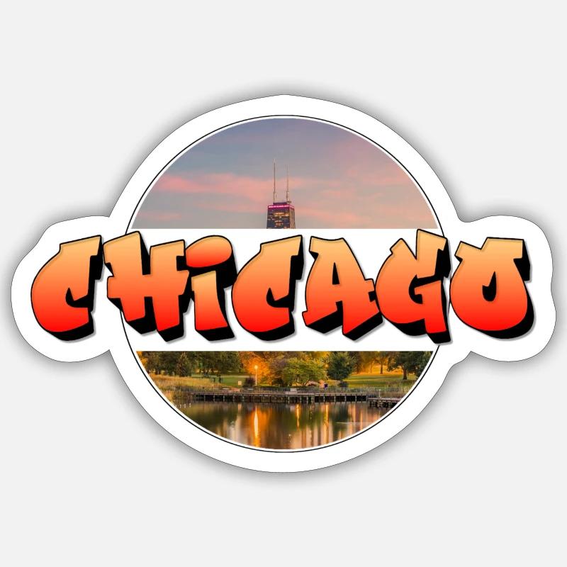 Chicago - Sticker taille S (10 x 10 cm) - blanc mat
