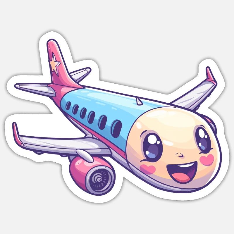 Avion mignon - Sticker taille S (10 x 10 cm) - blanc mat
