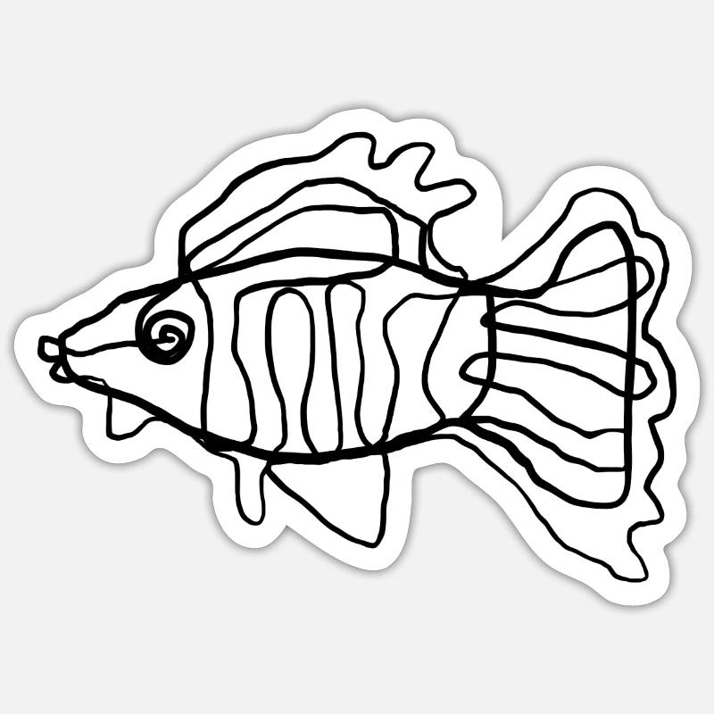 Poisson - Sticker taille S (10 x 10 cm) - blanc mat
