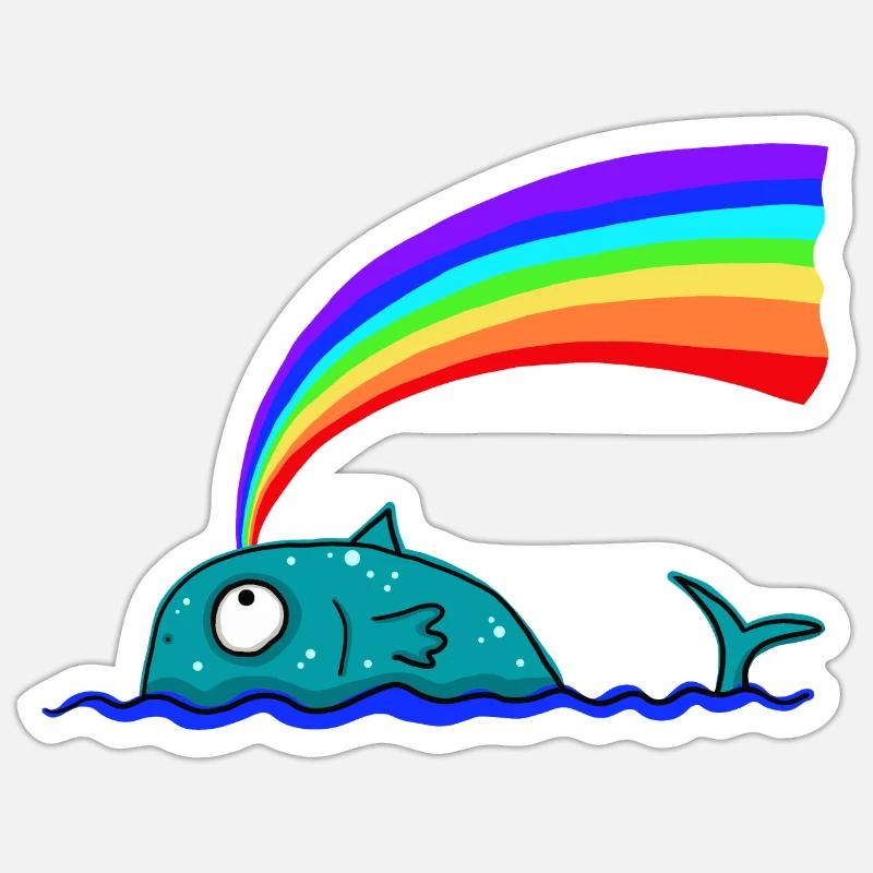 Baleine arc-en-ciel - Sticker taille S (10 x 10 cm) - blanc mat