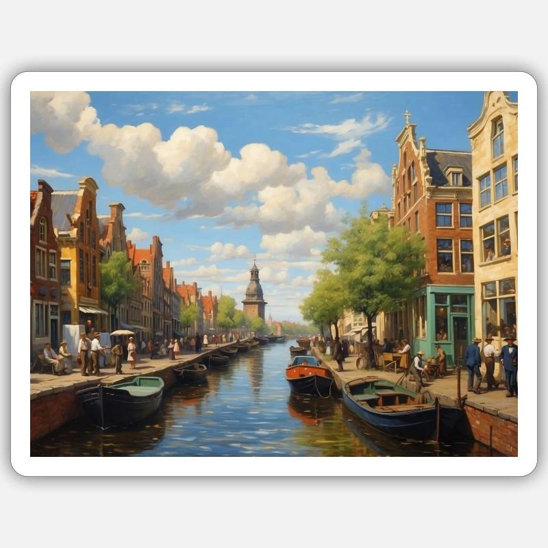 Amsterdam - Sticker Größe S (10 x 10 cm) - Mattweiß