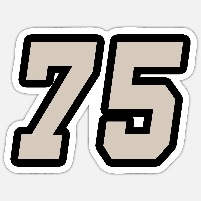 Nummer fünfundsiebzig 75 - Sticker Größe S (10 x 10 cm) - Mattweiß