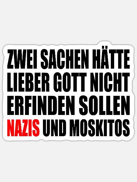 Fck nzs - nazis und moskitos - Sticker Größe S (10 x 10 cm) - Mattweiß