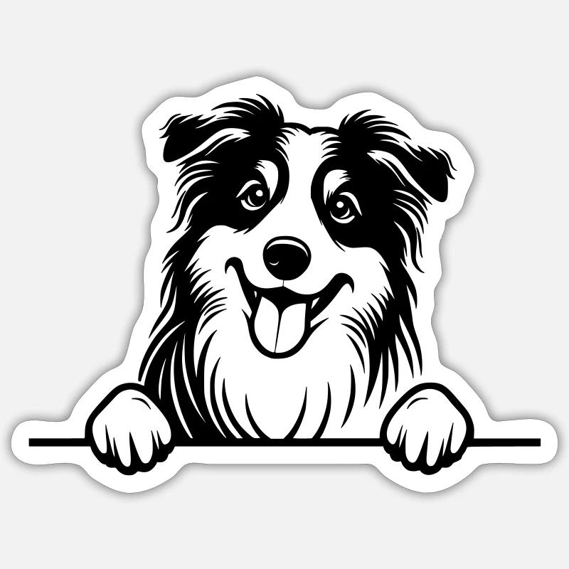Peeking Australian Shepherd Vector Sticker size S (10 x 10 cm)