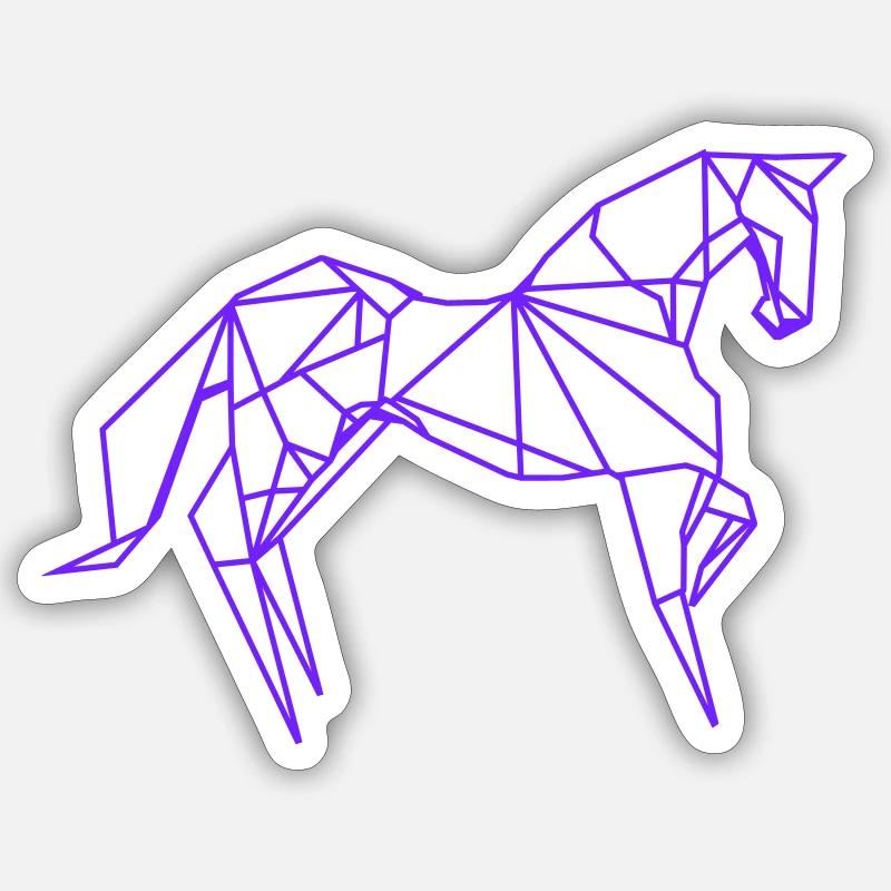 Cheval géométrique - Sticker taille S (10 x 10 cm) - blanc mat