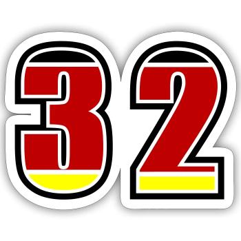 32 Numéro Allemagne Jersey - Sticker taille S (10 x 10 cm) - blanc mat - Devant