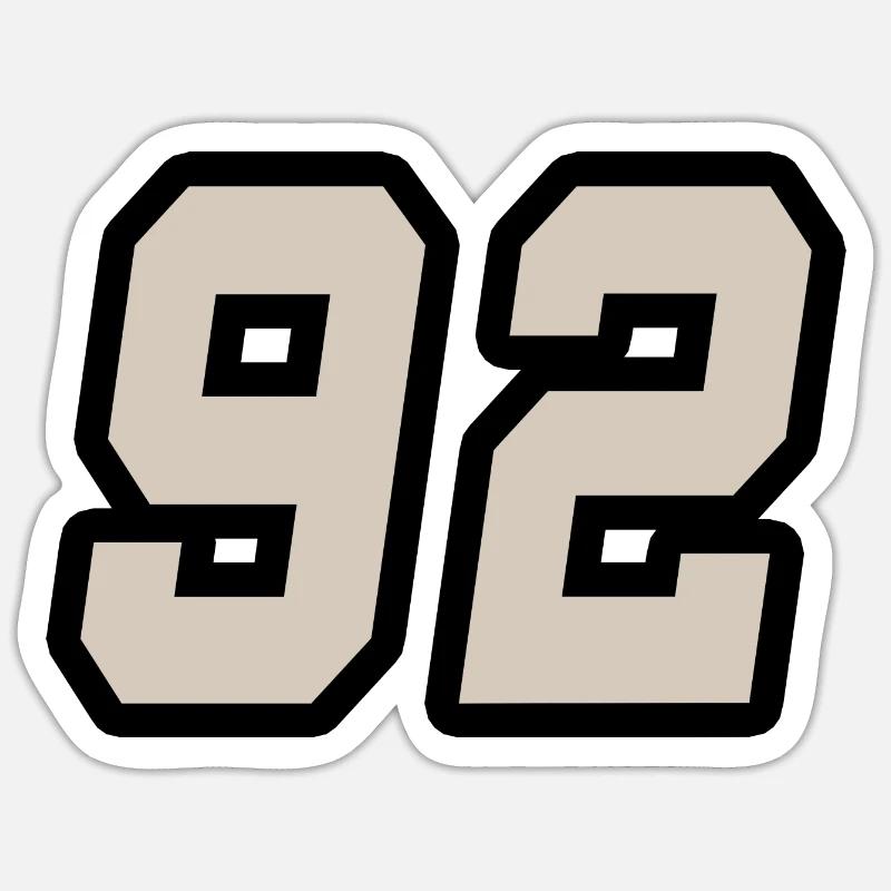 Nummer zweiundneunzig 92 - Sticker Größe S (10 x 10 cm) - Mattweiß