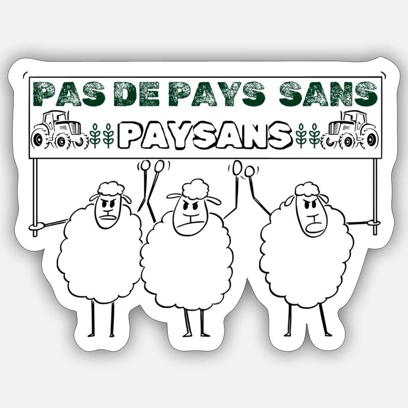 Pas de pays sans paysans - Sticker taille S (10 x 10 cm) - blanc mat