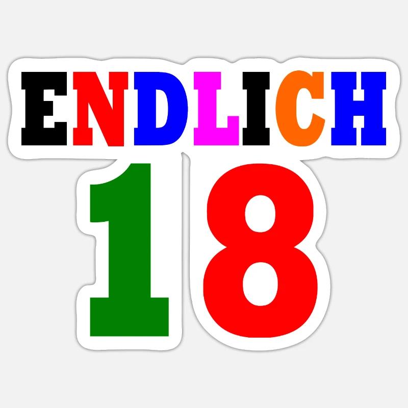 Endlich 18 Sticker Größe S (10 x 10 cm)