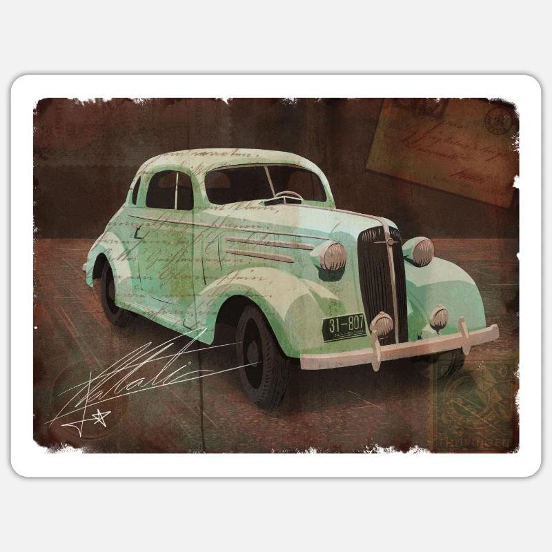 Oldtimer - Sticker Größe S (10 x 10 cm) - Mattweiß