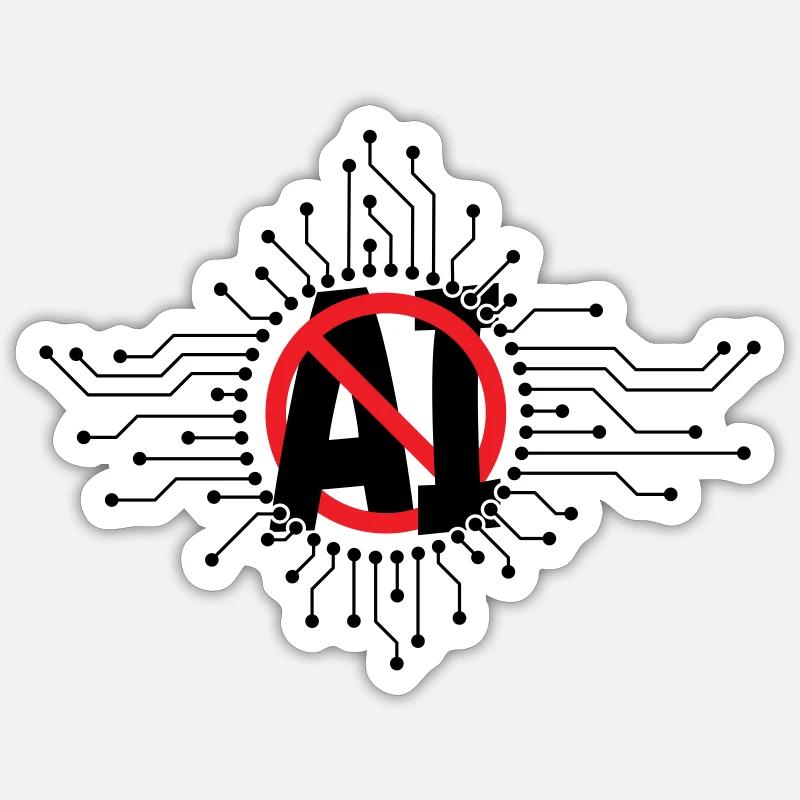 Stop, don't use artificial intelligence, AI. Sticker size S (10 x 10 cm)