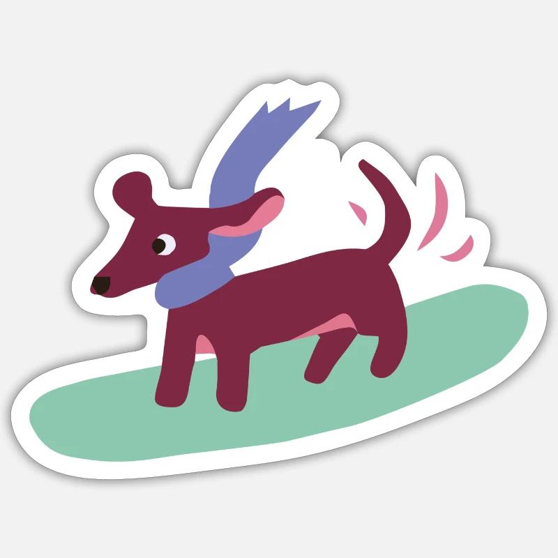 Dackel auf Board Sticker Größe S (10 x 10 cm)