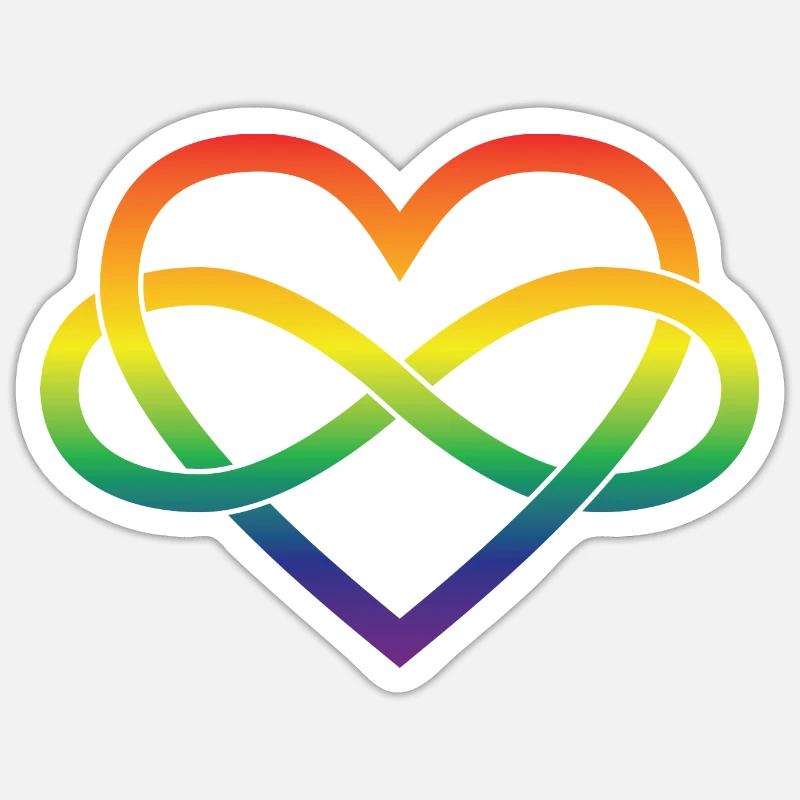 Polyamory Infinity Heart - Rainbow Sticker size S (10 x 10 cm)