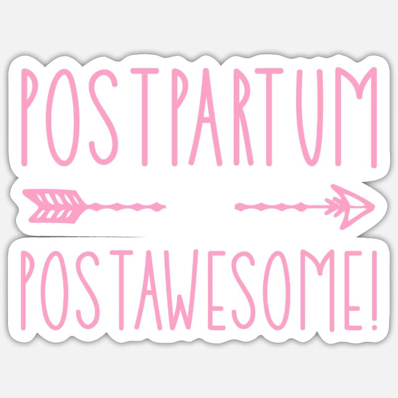 Postpartum & Postawesome - Sticker Größe S (10 x 10 cm) - Mattweiß